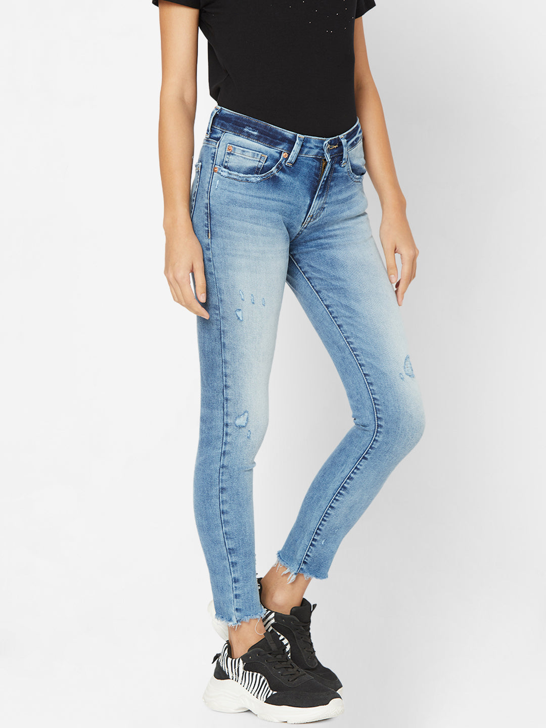 Spykar Women Blue Cotton Super Skinny Fit Regular Length Jeans