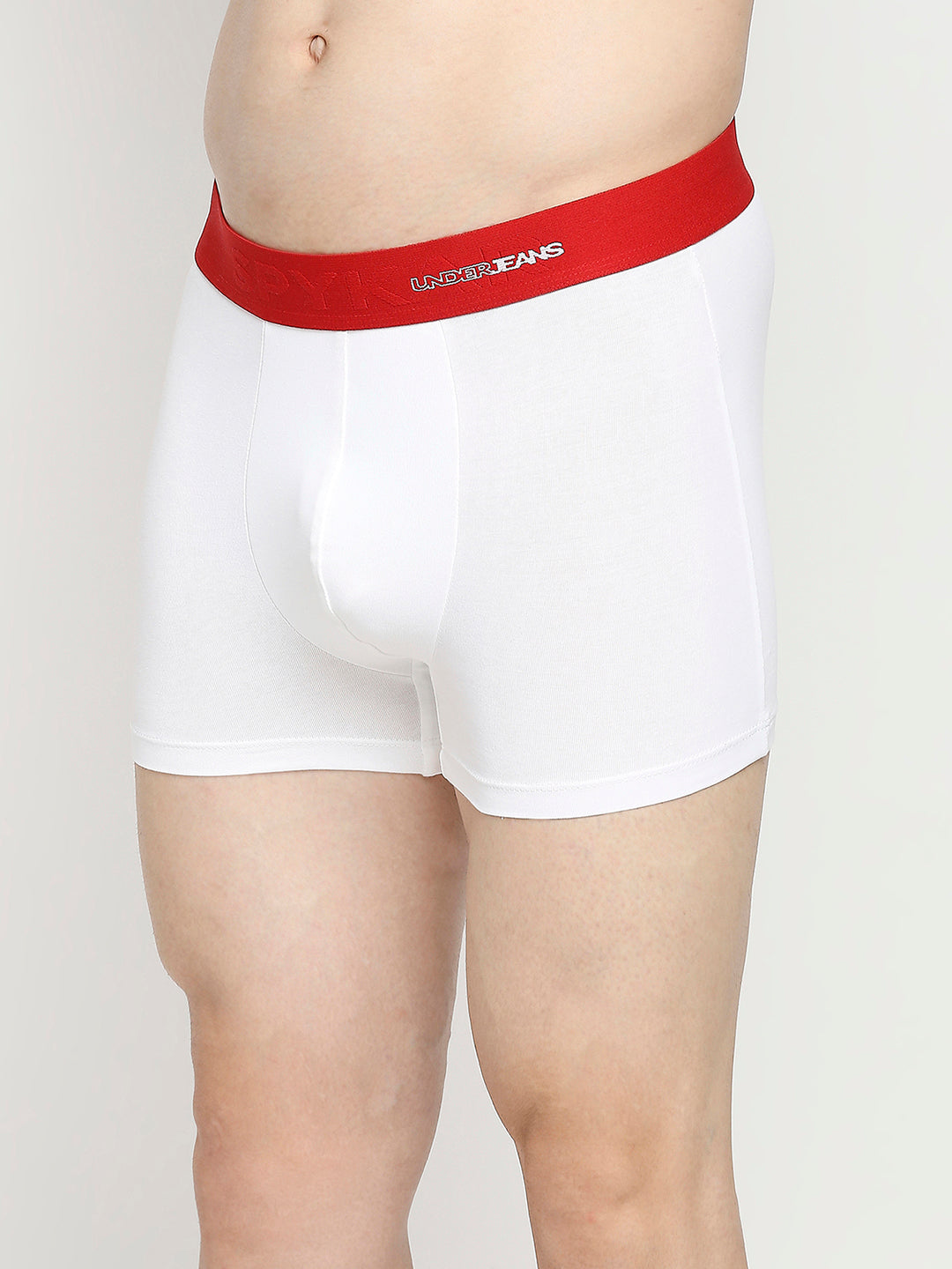 Men Cotton Blend White Trunk- Underjeans By Spykar