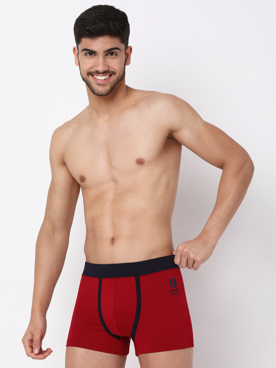 Men Cotton Blend Maroon Trunk- Underjeans By Spykar