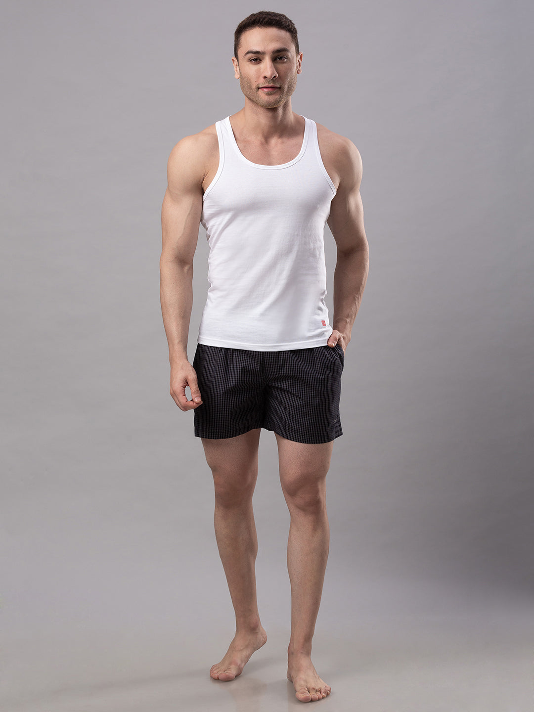 White 100% Cotton Vest (Round Neck)- Underjeans By Spykar