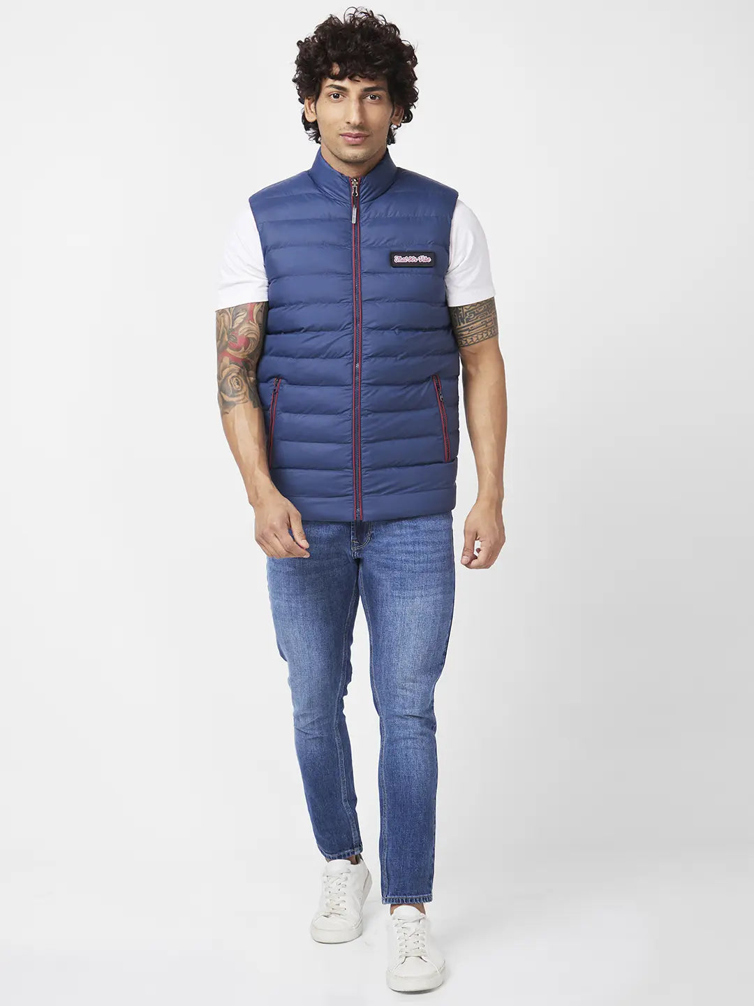 Men'S Sleeveless Reversible Jacket With Diy Velcro Badges