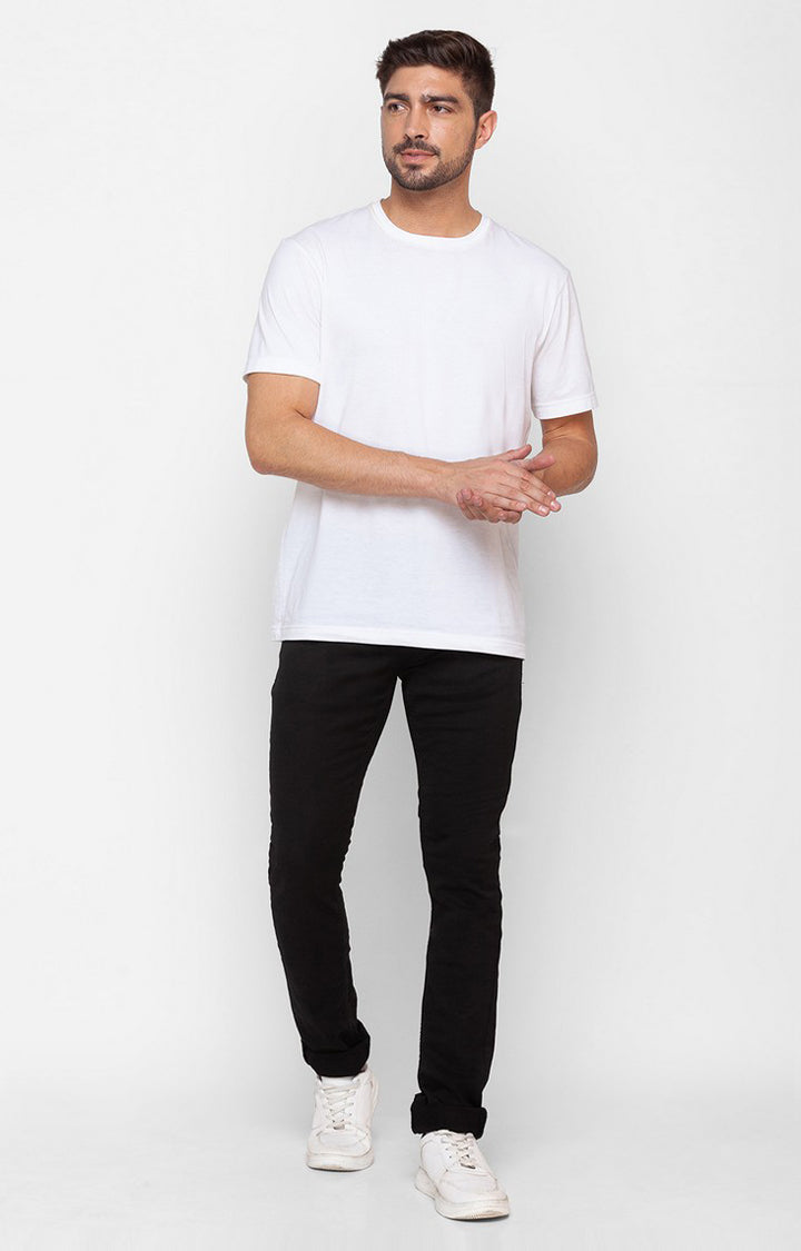 Spykar Black Cotton Slim Fit Narrow Length Jeans For Men (Skinny)