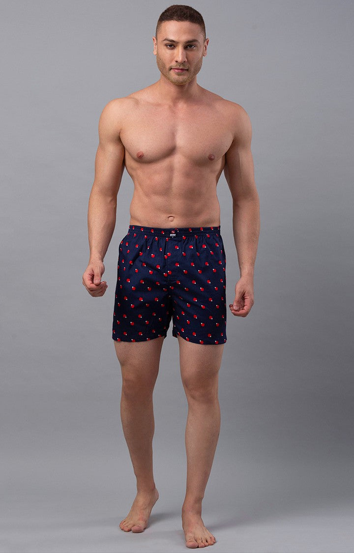 Blue Cotton Boxer For Men - Underjeans By Spykar