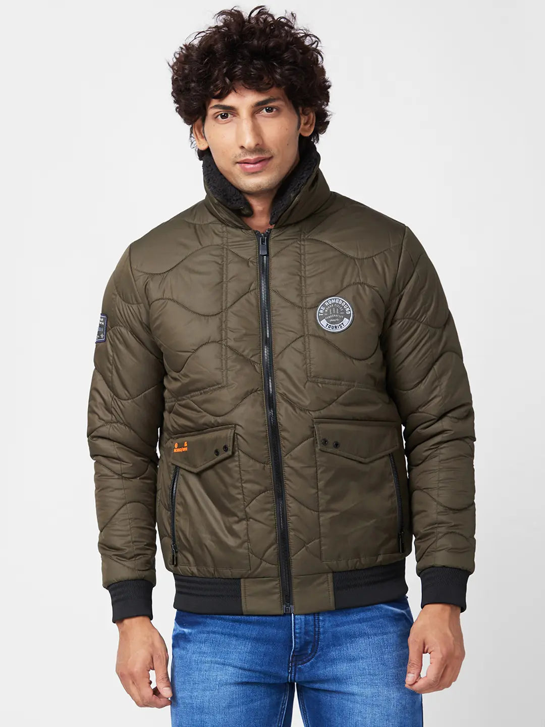 Men'S Bomber Jacket With Sherpa Collar