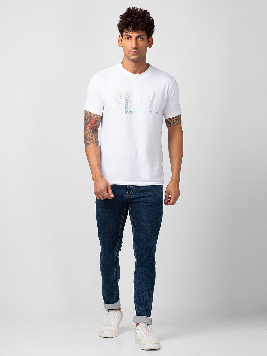 Spykar Men Dark Blue Cotton Stretch Slim Fit Narrow Length Jeans (Skinny)
