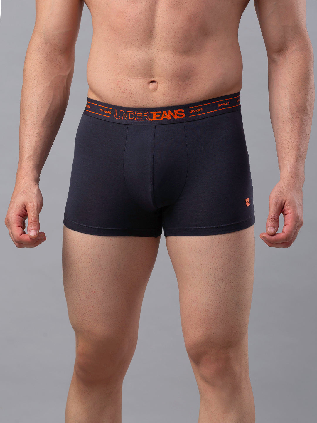 Underjeans By Spykar Men Grey Cotton Blend Trunk