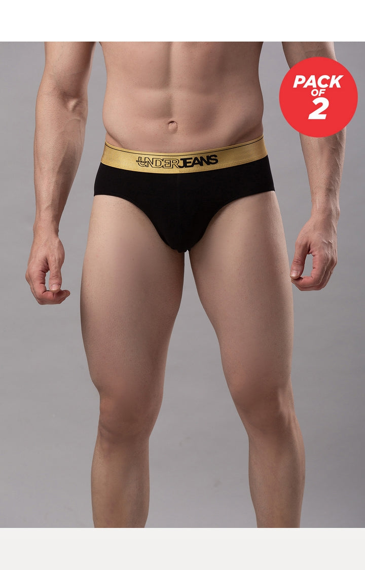 Men Cotton Blend Brief Pack Of 2- Underjeans By Spykar