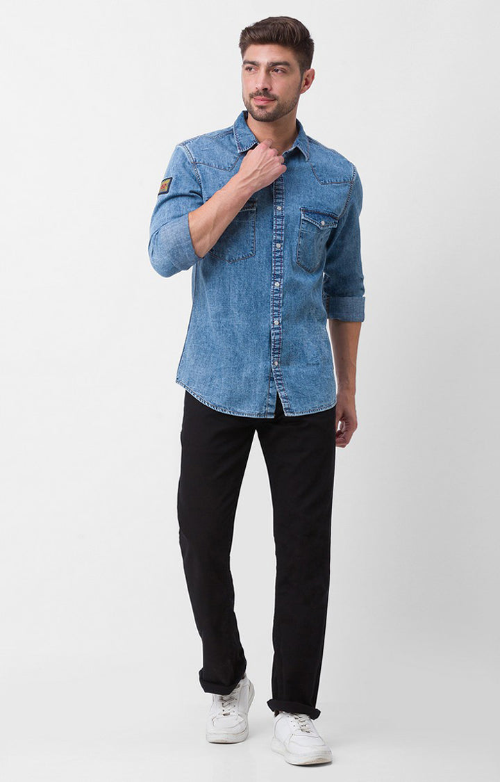 Spykar Black Cotton Comfort Fit Regular Length Jeans For Men (Rafter)