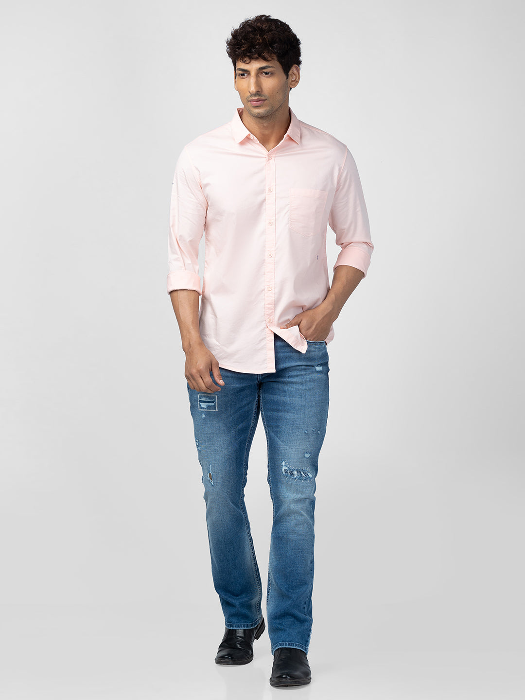 Spykar Men Mid Blue Cotton Comfort Fit Regular Length Jeans (Rafter)