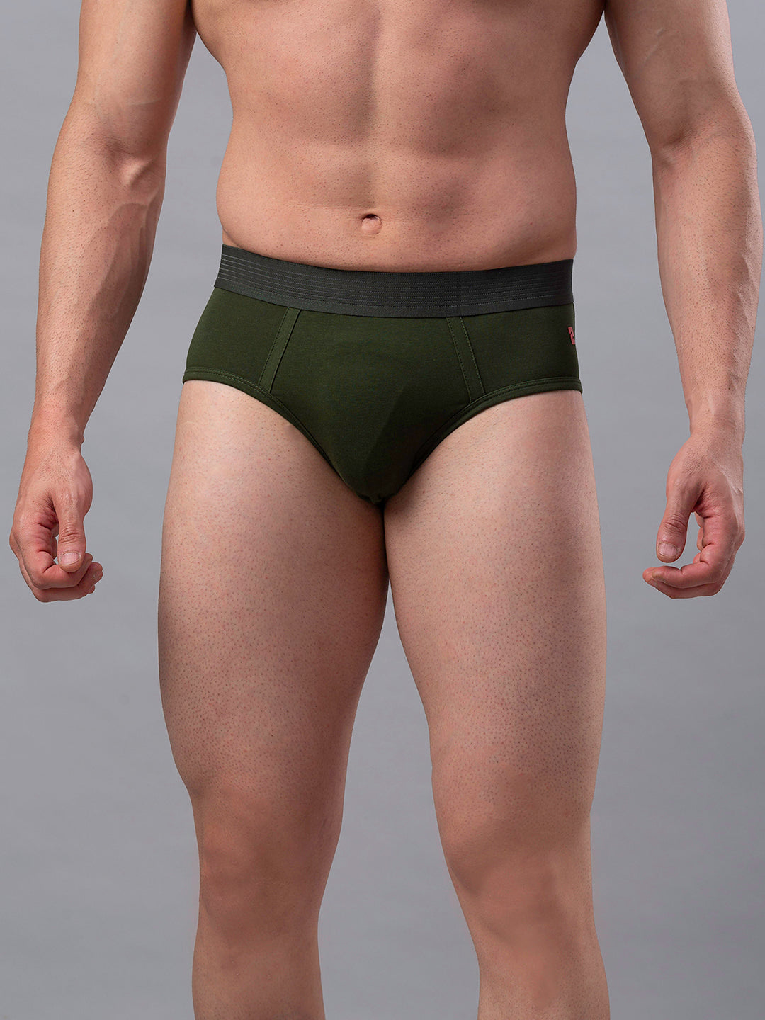 Underjeans By Spykar Men Olive Cotton Blend Brief