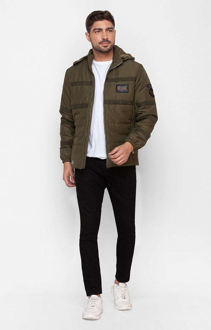 Spykar Rifle Green Polyester Full Sleeve Casual Jacket For Men