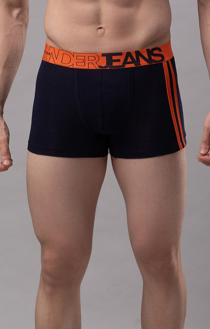 Navy Blue Cotton Trunk For Men - Underjeans By Spykar