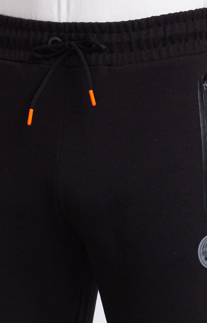 Spykar Black Cotton Slim Fit Trackpant For Men
