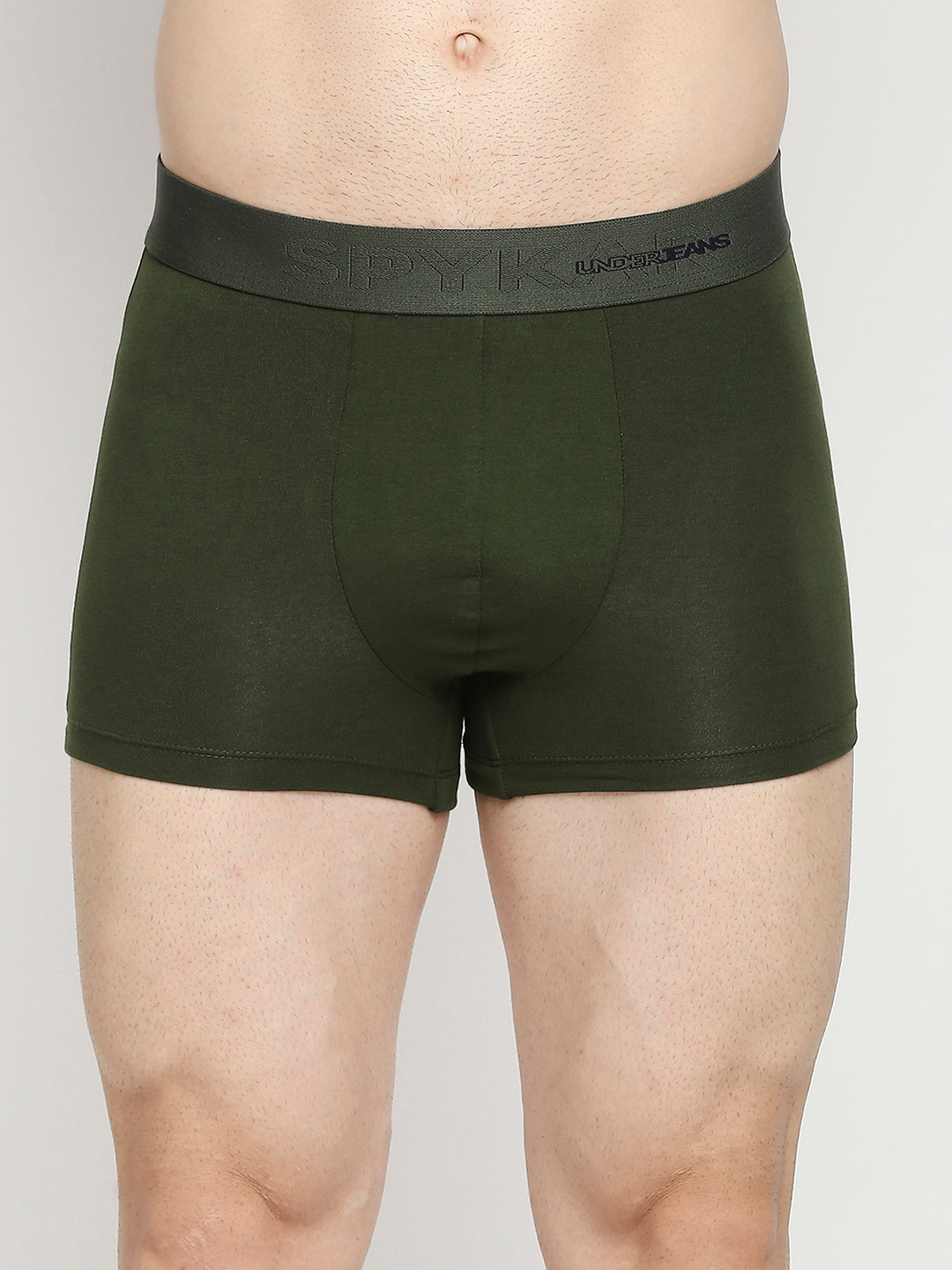 Men Cotton Blend Olive Trunk- Underjeans By Spykar