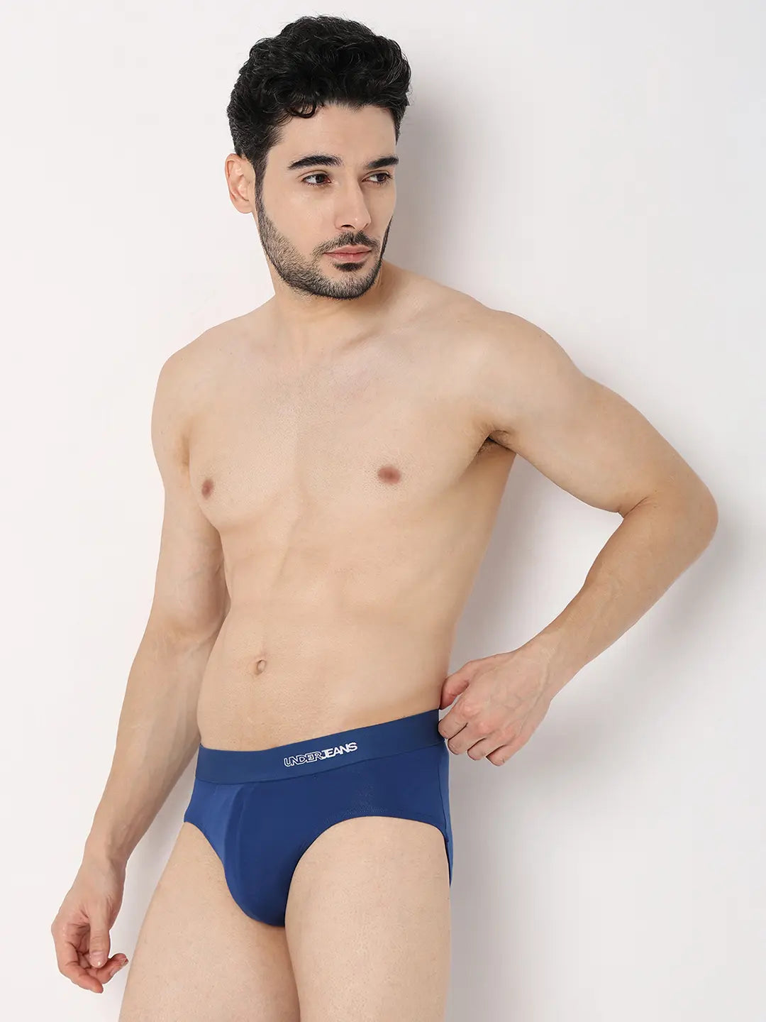 Underjeans By Spykar Men Dark Blue Cotton Blend Regular Fit Brief