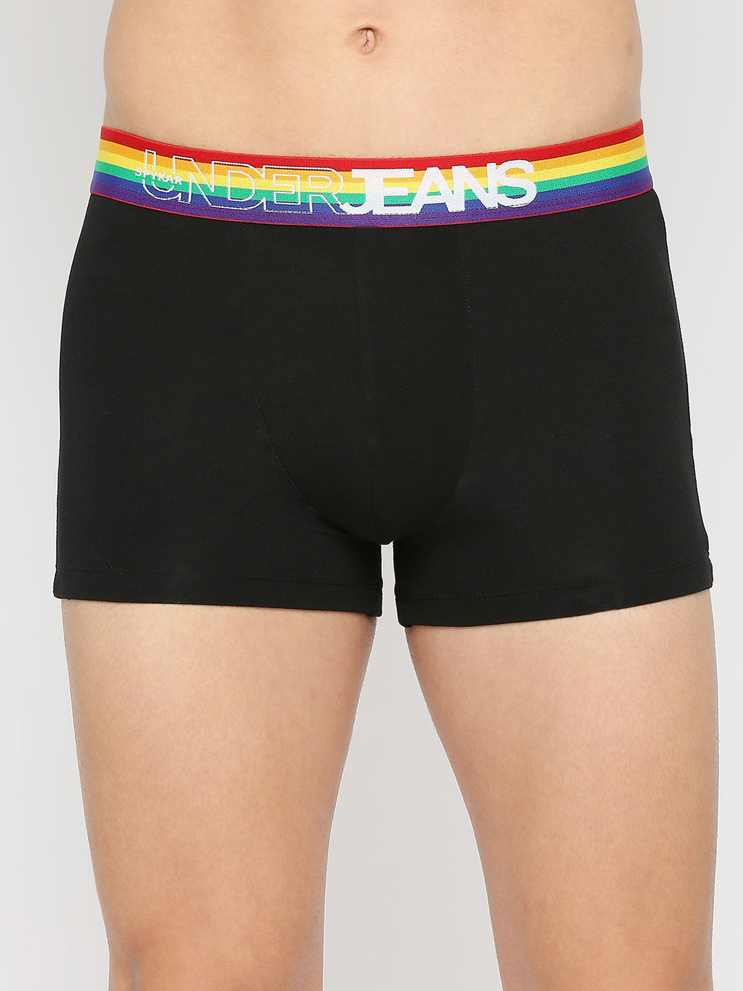 Men Black Cotton Blend Trunk Underjeans By Spykar