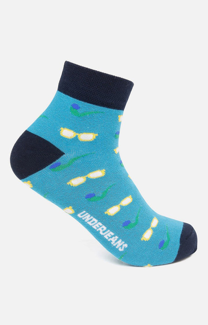 Men Turq Ankle Length (Non Terry) Single Pair Of Socks- Underjeans By Spykar