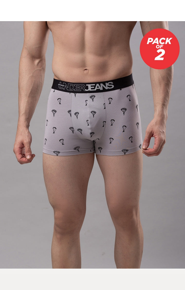 Men Cotton Blend Trunk Pack Of 2- Underjeans By Spykar