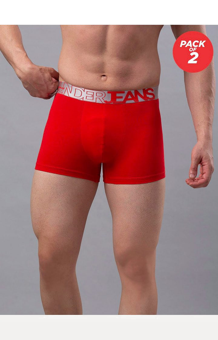 Men Cotton Blend Trunk Pack Of 2- Underjeans By Spykar