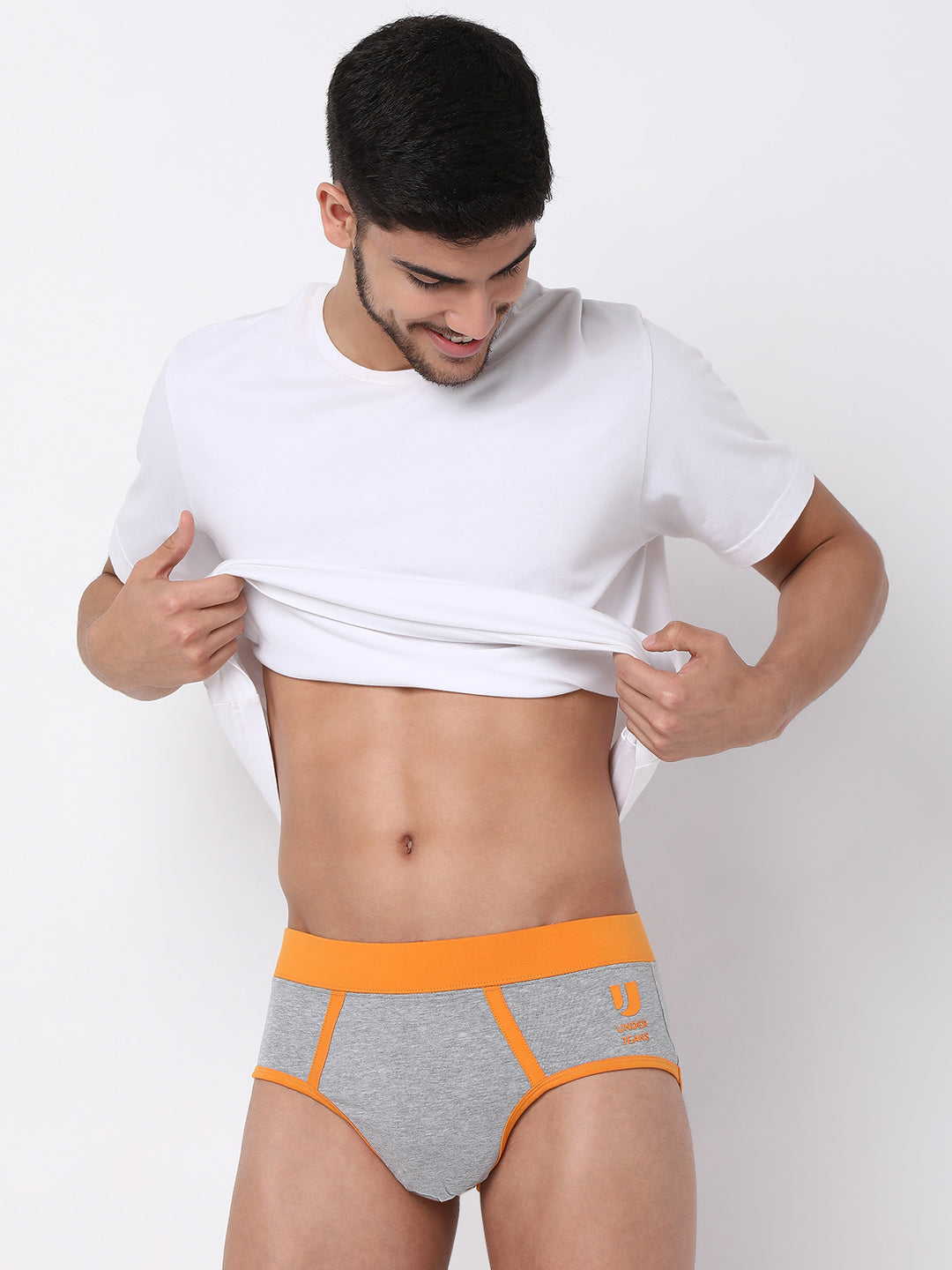 Underjeans By Spykar Men Cotton Blend Grey Brief