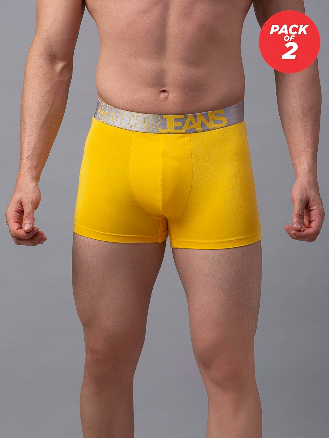 Men Cotton Blend Trunk Pack Of 2- Underjeans By Spykar