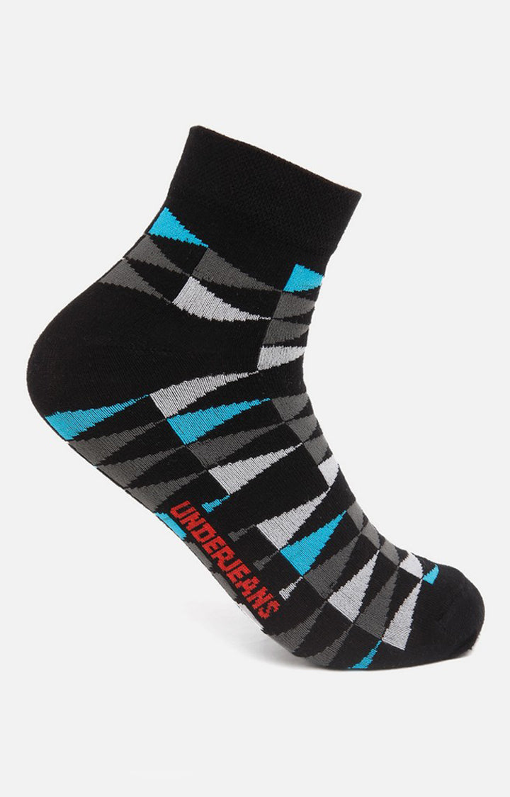 Men Black Ankle Length (Non Terry) Single Pair Of Socks- Underjeans By Spykar