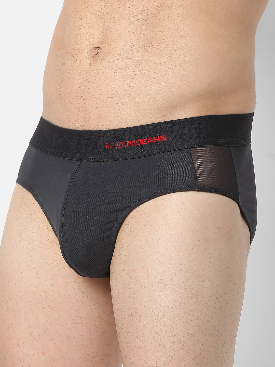 Underjeans By Spykar Men Dark Grey Cotton Blend Brief