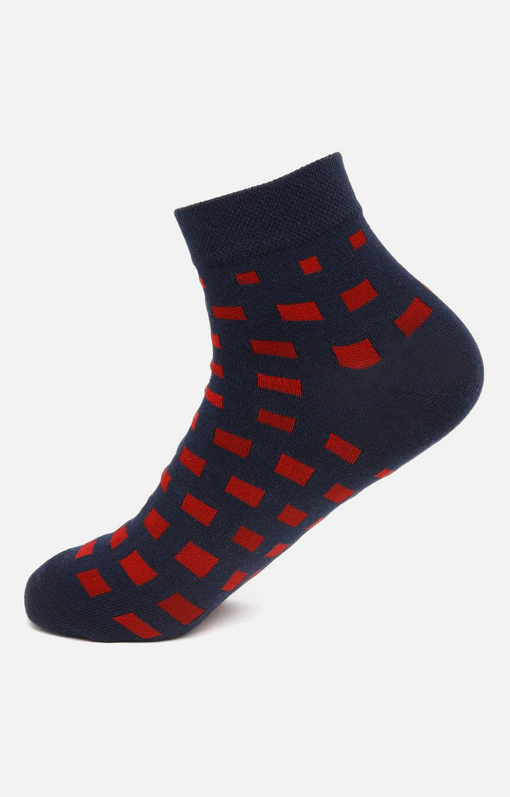 Men Navy Maroon Ankle Length (Non Terry) Single Pair Of Socks- Underjeans By Spykar