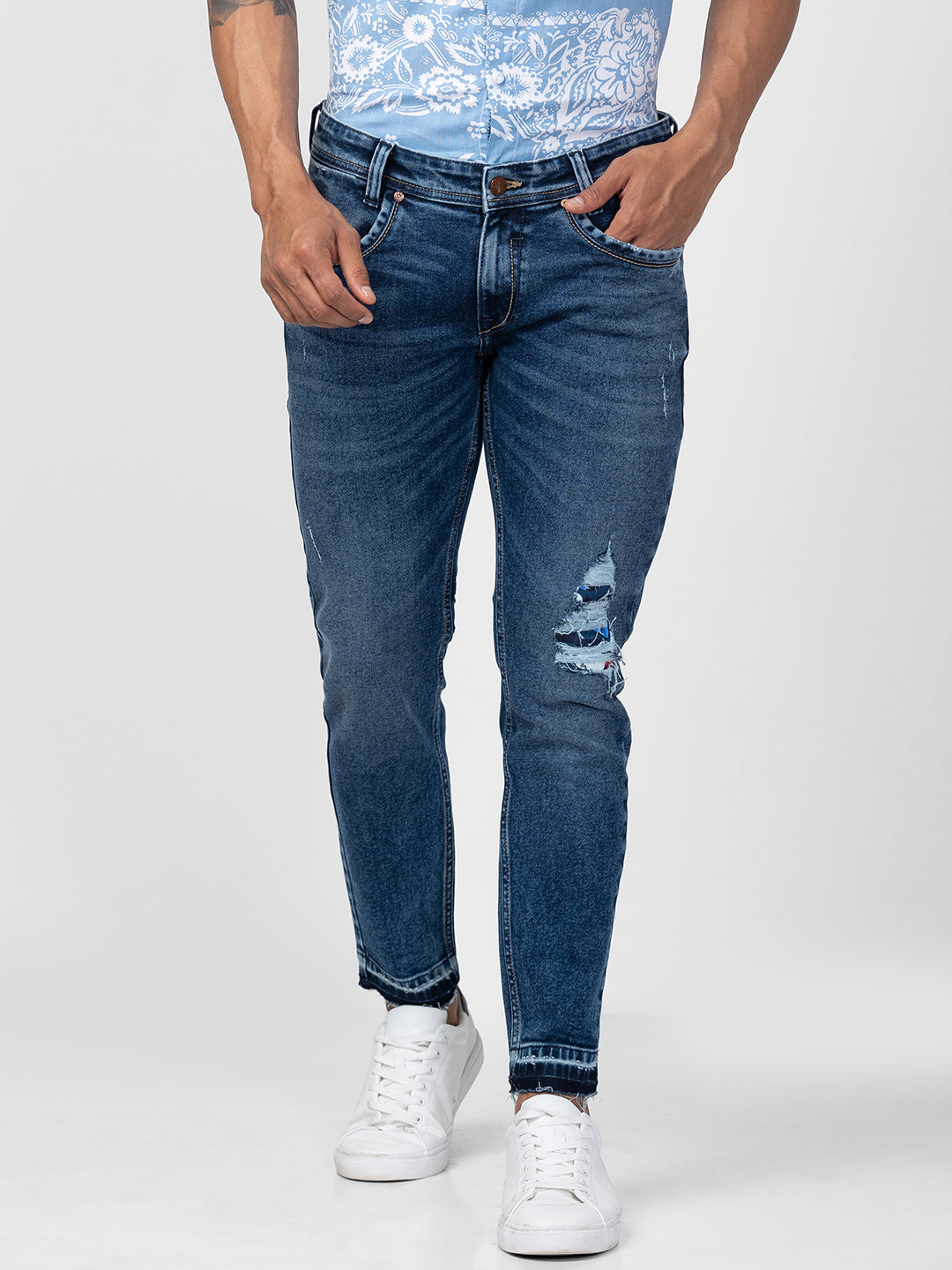 Spykar Men Dark Blue Cotton Slim Fit Tapered Length Jeans (Kano)