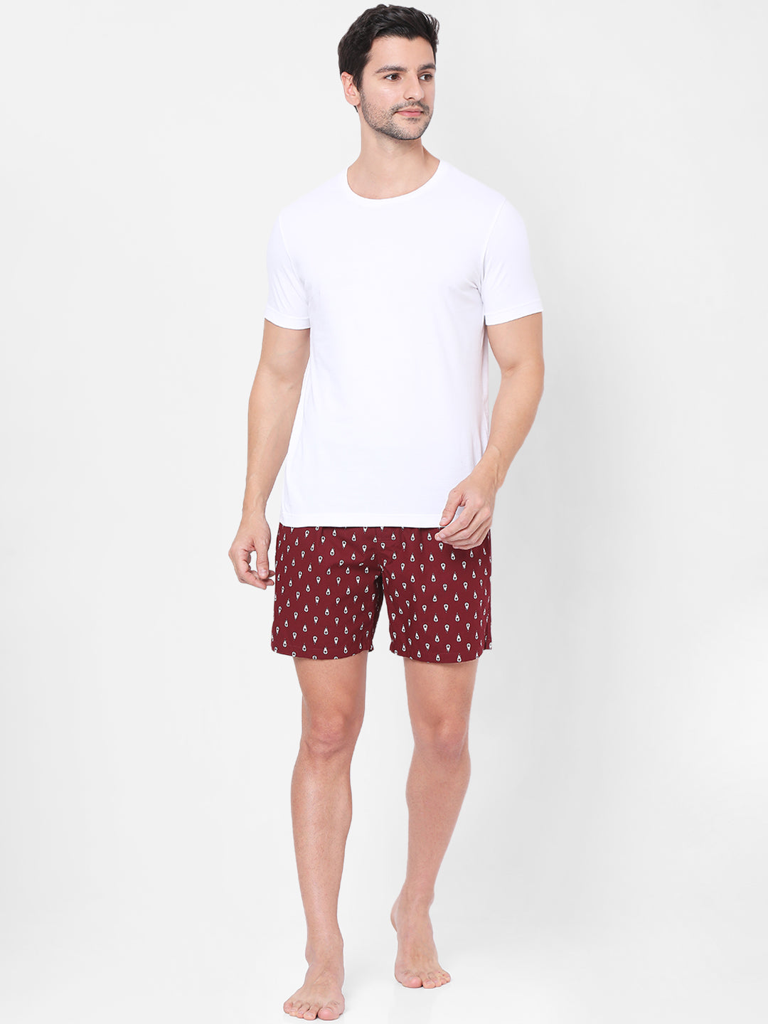 Men Maroon Cotton Boxers- Underjeans By Spykar