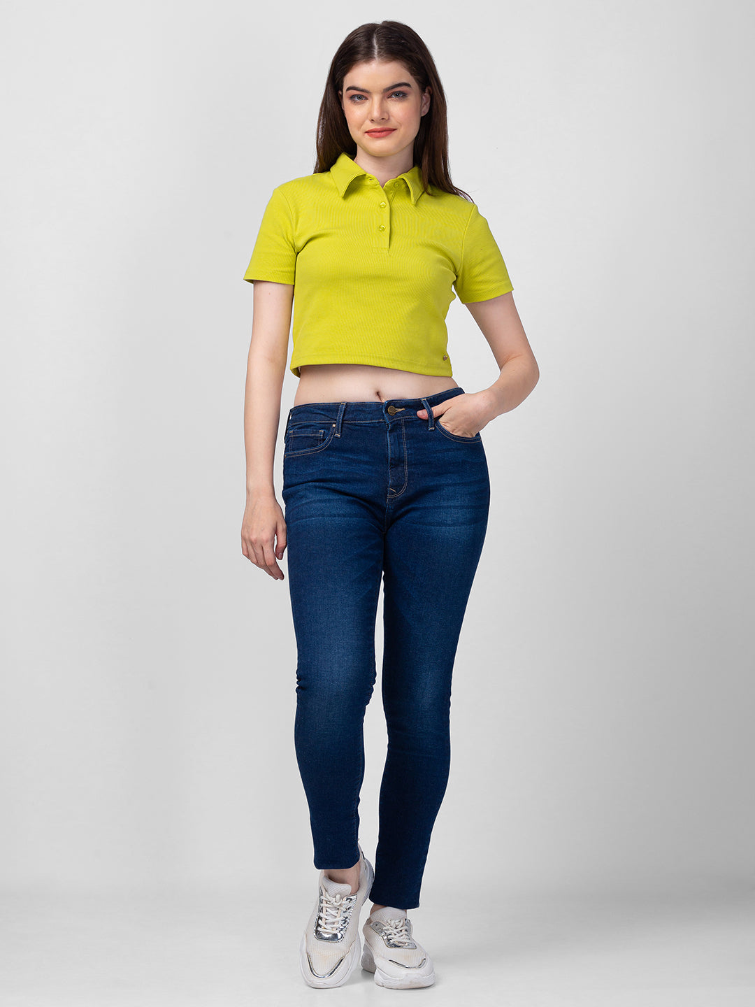 Spykar Women Dark Blue Cotton Skinny Fit Regular Length Jeans (Adora)