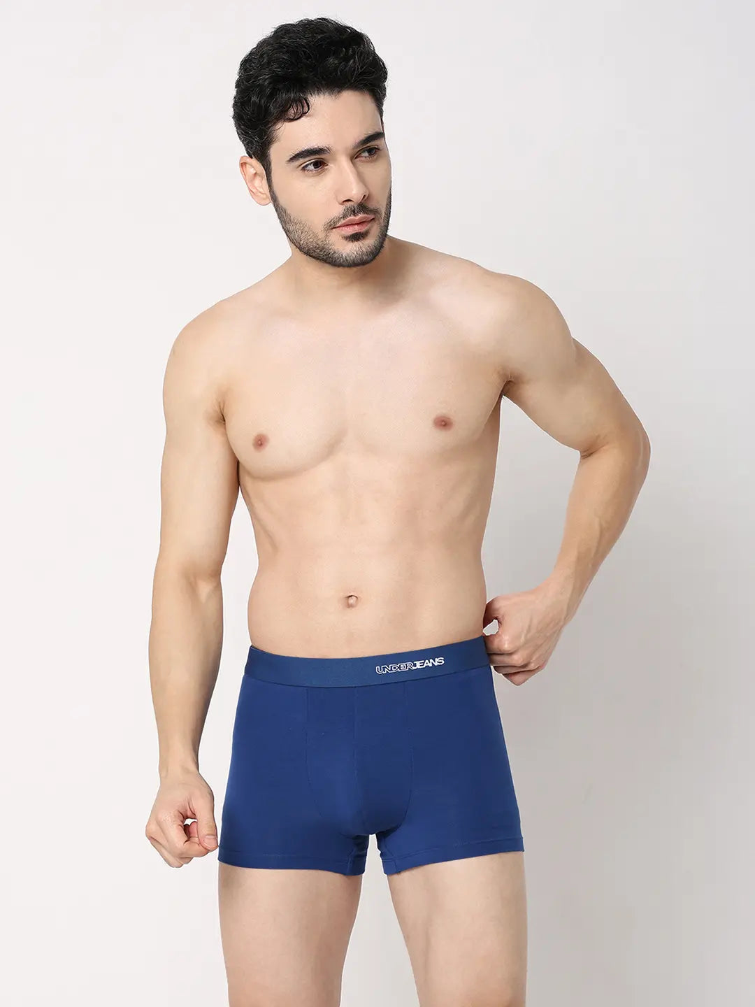 Underjeans By Spykar Men Dark Blue Cotton Blend Regular Fit Trunk