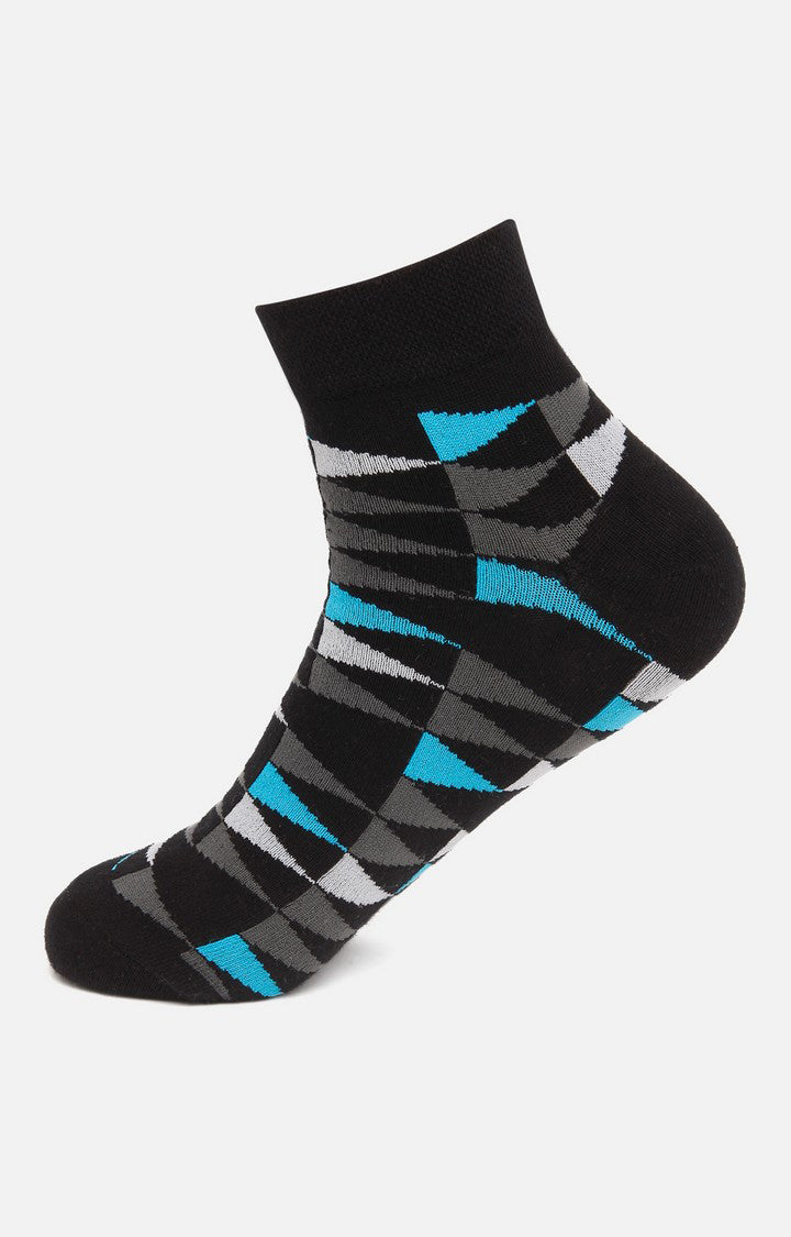 Men Black Ankle Length (Non Terry) Single Pair Of Socks- Underjeans By Spykar