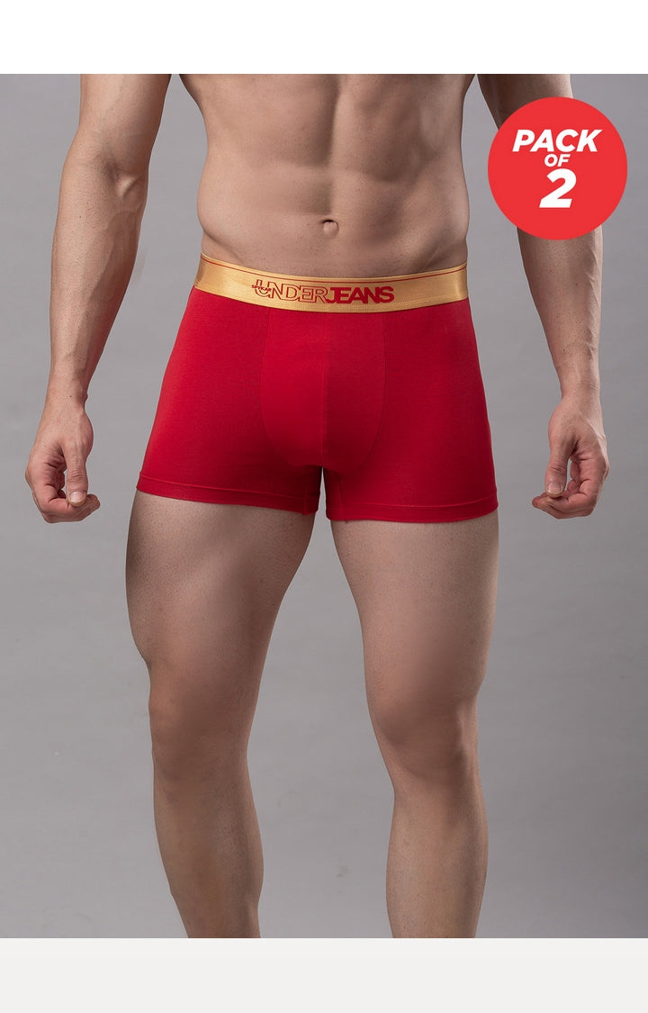 Men Cotton Blend Trunk Pack Of 2- Underjeans By Spykar