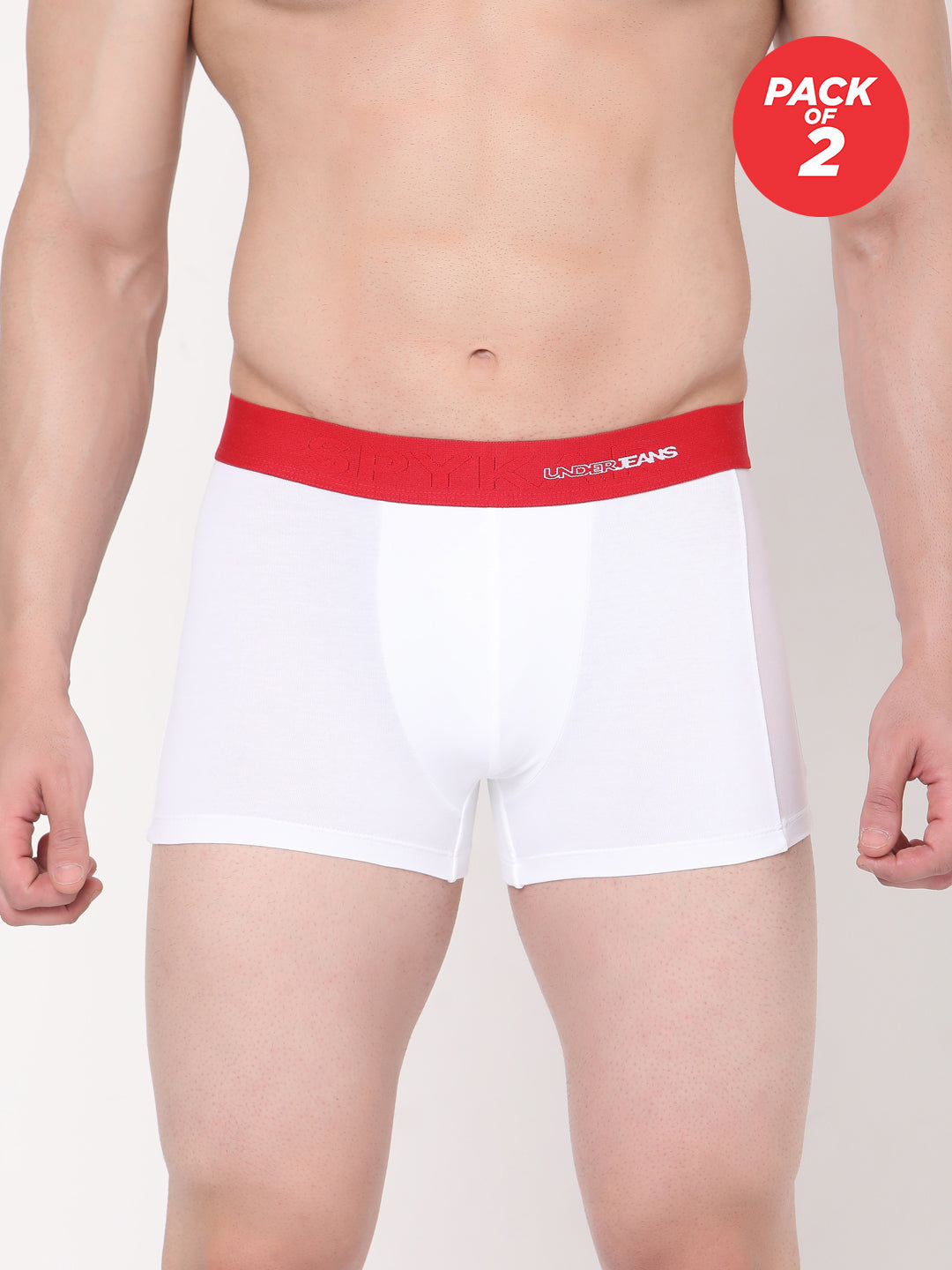 Underjeans By Spykar Men Cotton Blend White Trunk - (Pack Of 2)