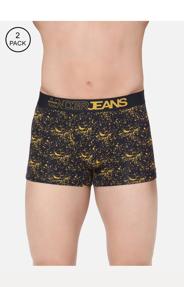 Men Cotton Blend Trunk Pack Of 2- Underjeans By Spykar