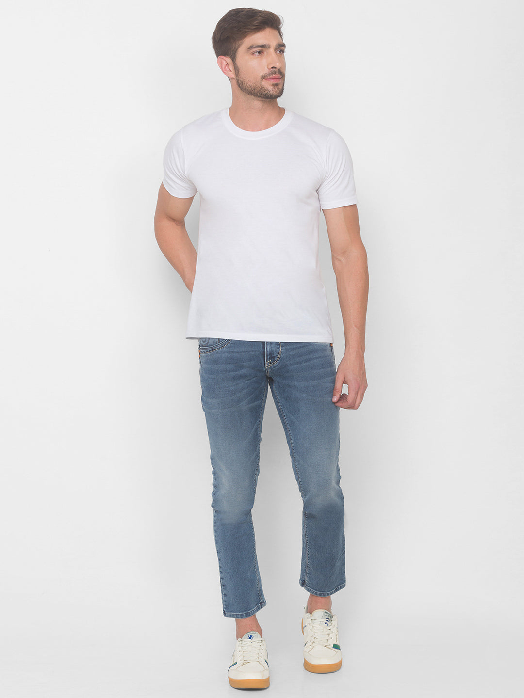 Spykar Men Greyish Blue Solid Skinny Low-Rise Jeans (Skinny)