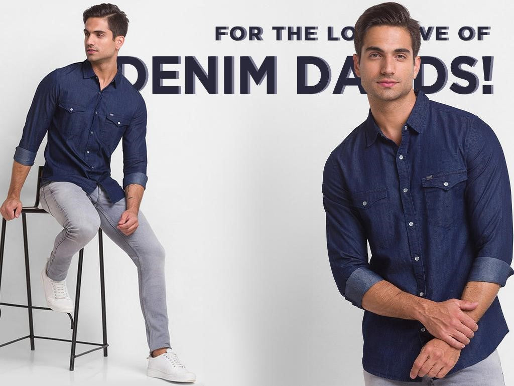 Mens denim shirt style store