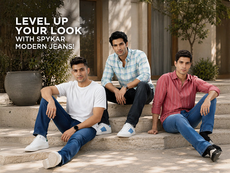 Men's Spykar Modern Jeans Collection Featuring Casual T-shirts