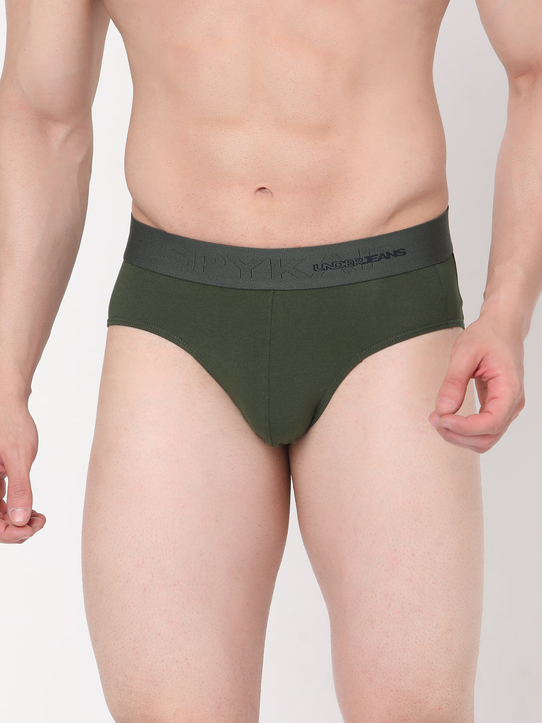 Underjeans By Spykar Men Premium Cotton Blend Olive Brief