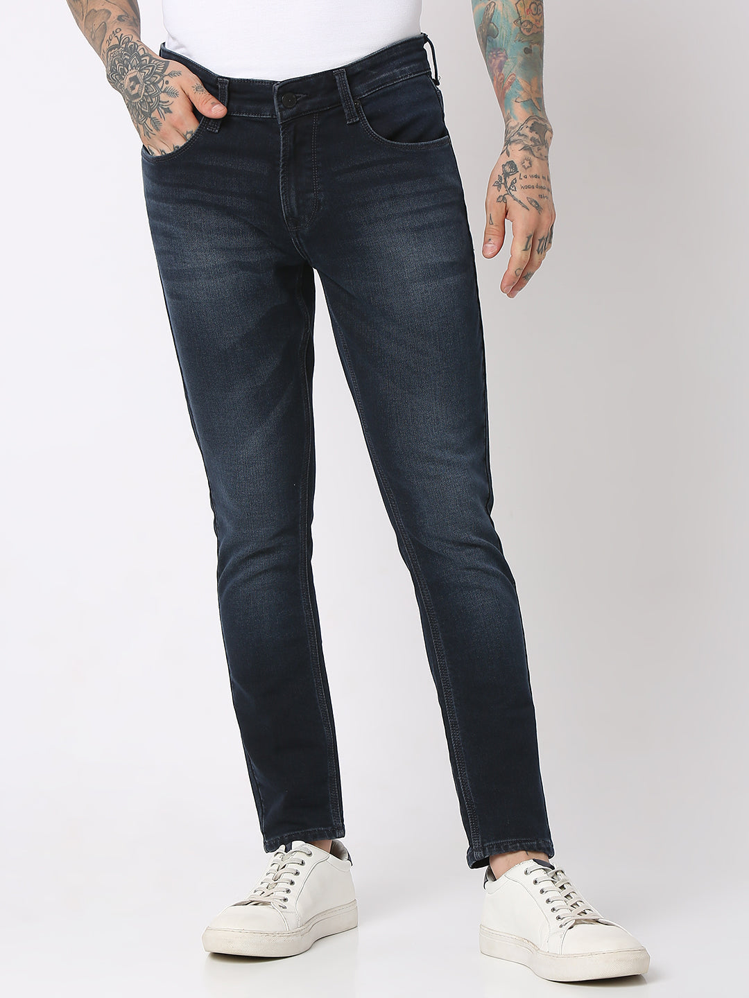 Spykar Men Indigo Blue Cotton Slim Fit Tapered Length Jeans (Kano)