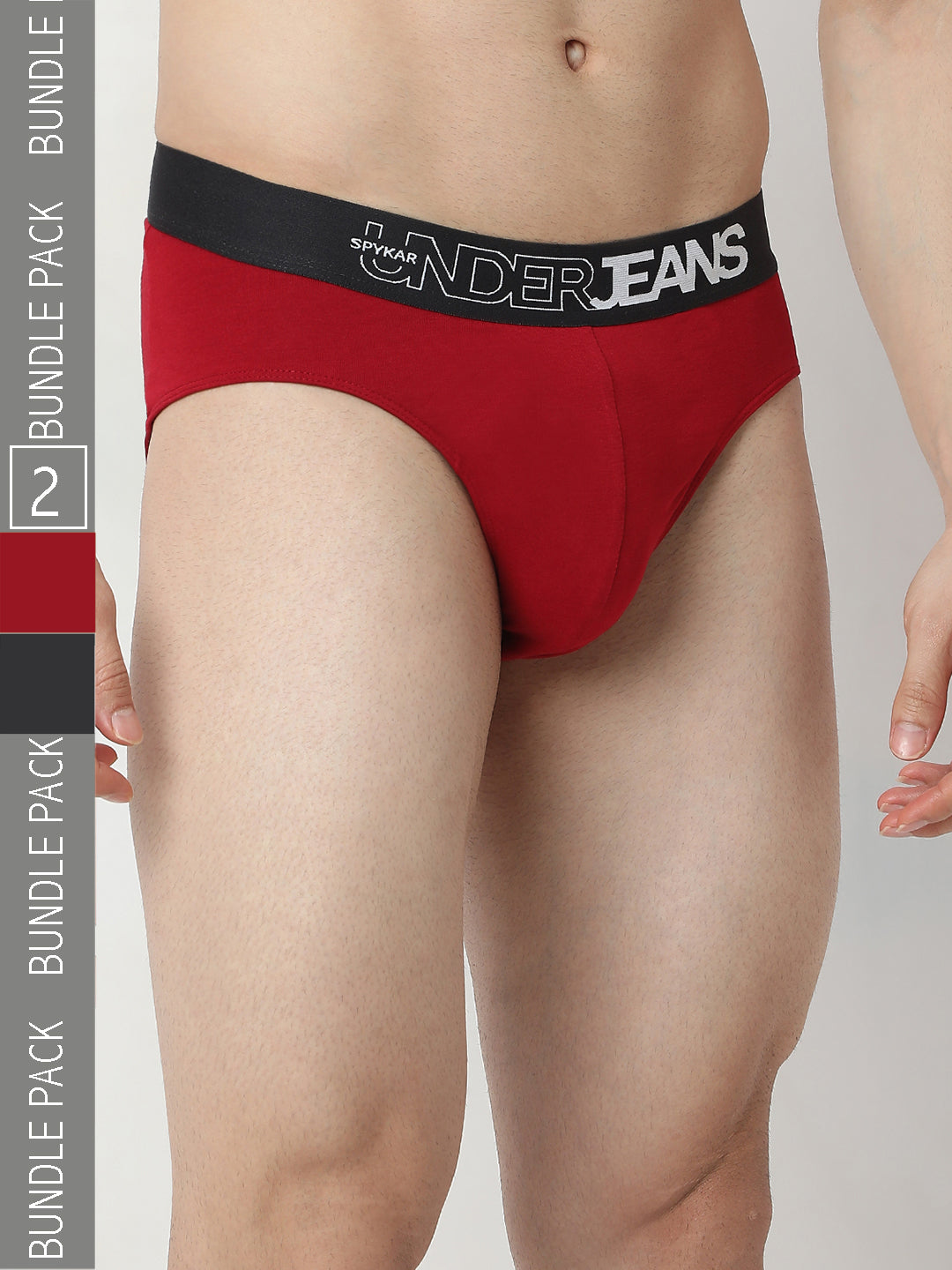 Underjeans Maroon & Dark Grey Brief