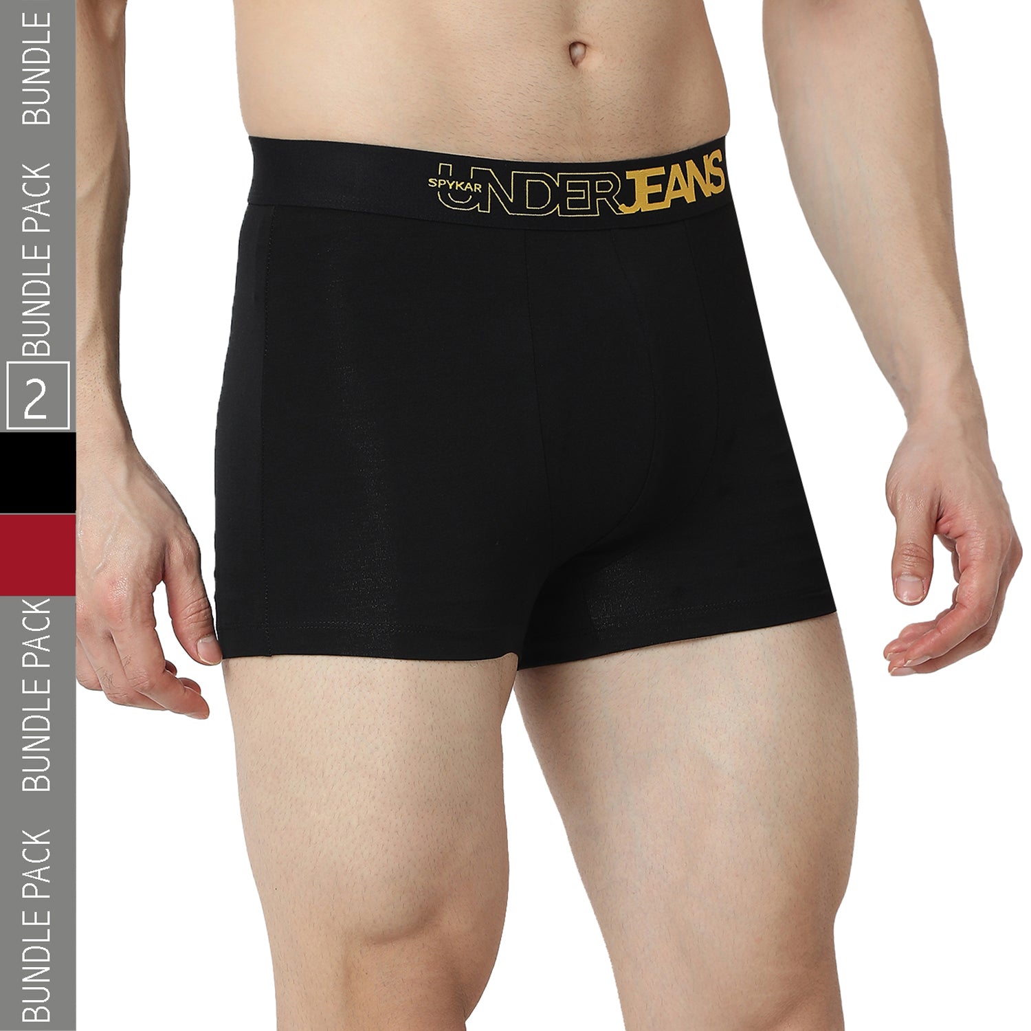 Underjeans Pack Of 2 Black & Maroon Trunk