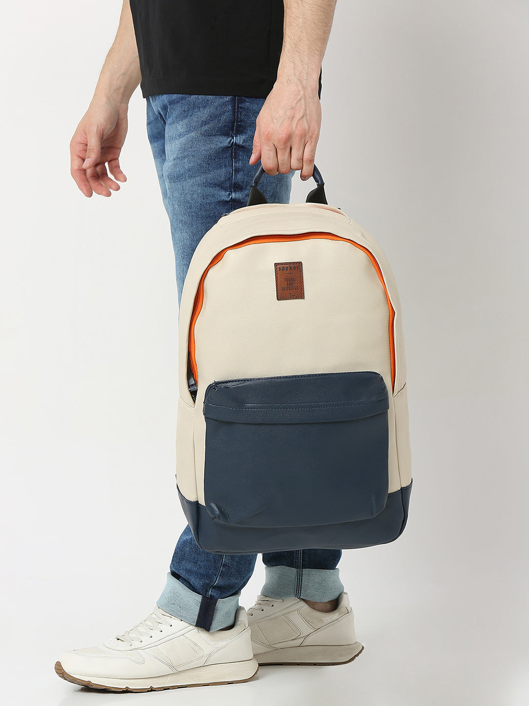 Unisex Navy Blue Polyester Backpack