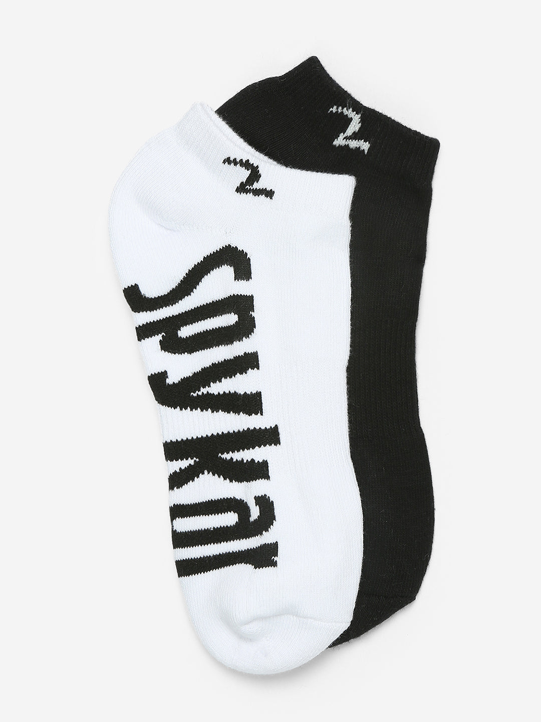 Pack Of 2 White Black Solid Mens Ankle Length Socks