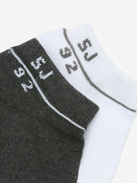 Pack Of 2 Antra White Solid Mens Ankle Length Socks