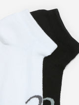 Pack Of 2 Black White Solid Mens Ankle Length Socks