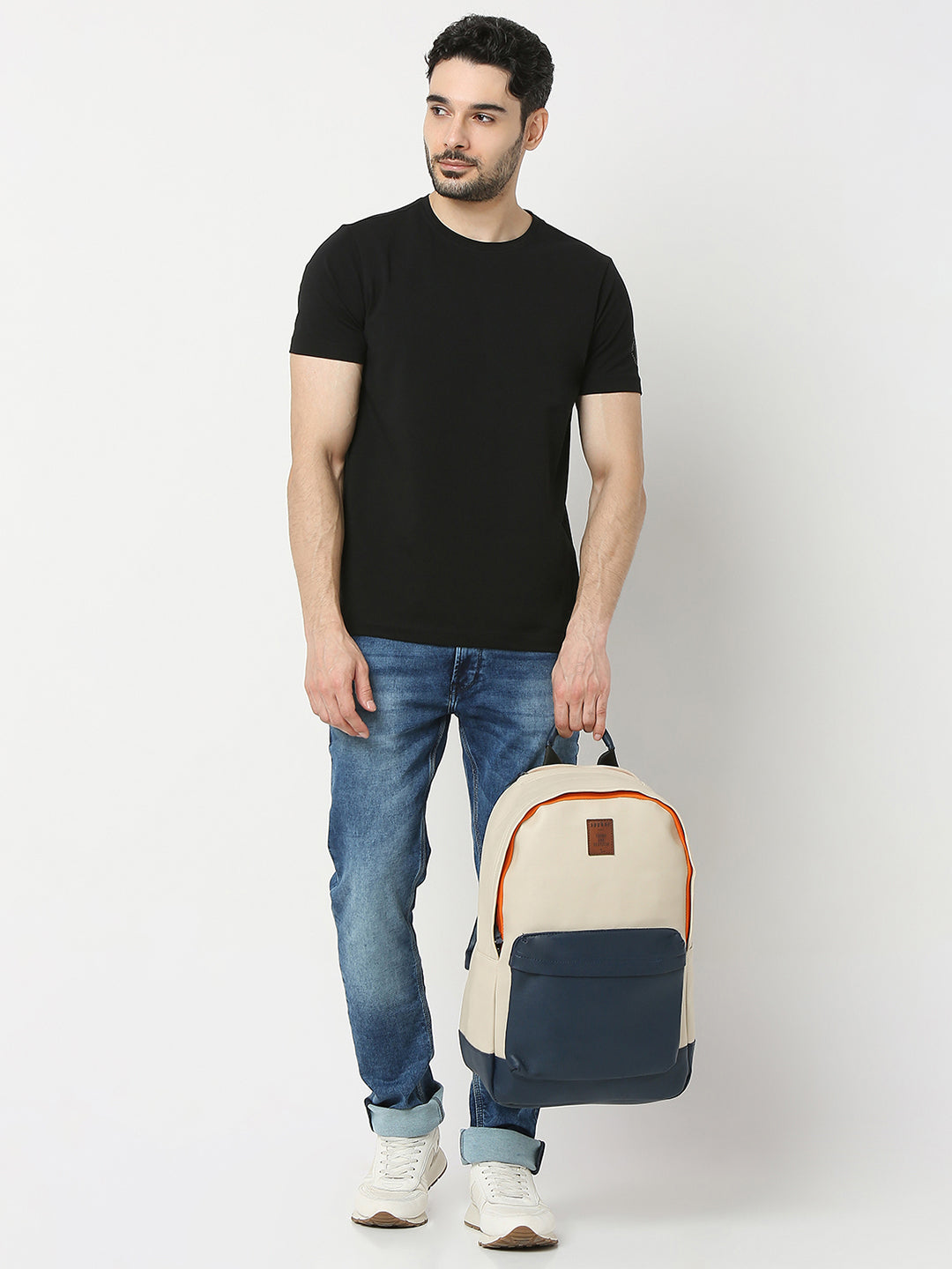 Unisex Navy Blue Polyester Backpack