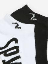 Pack Of 2 Black White Solid Mens Ankle Length Socks