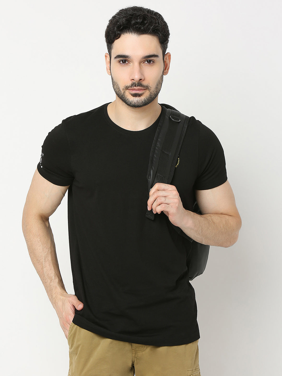 Unisex Black & Olive Polyester Backpack